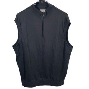 Peter Millar Golf Vest Mens XL Black Pullover 1/4 Zip Pima Cotton Sleeveless